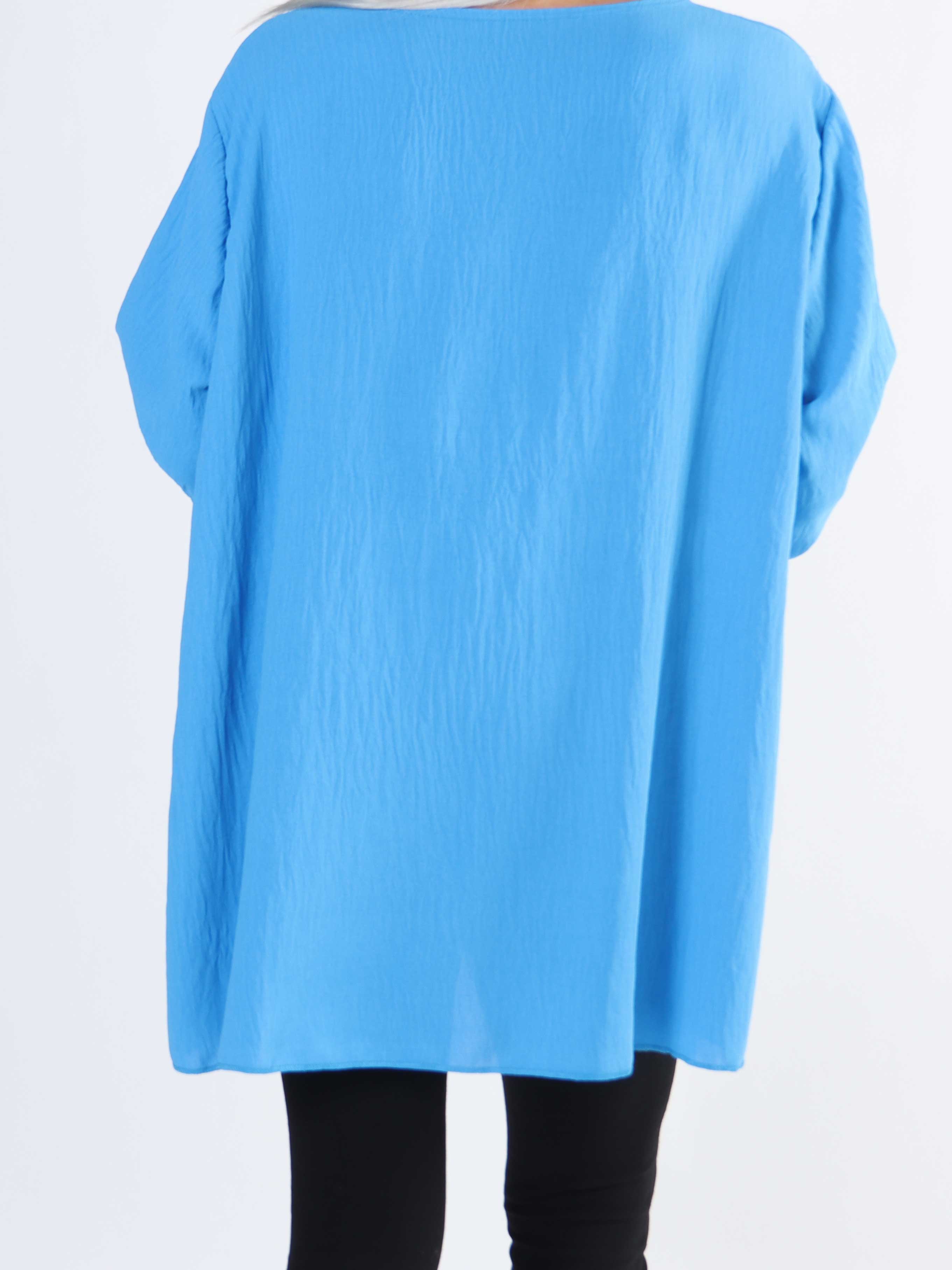 Claudia - Ensfarvet plus size tunika med lynlås